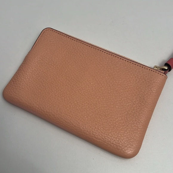 Coach Wallet Wristlet 6” x 4” peach Color with pink wristlet handle - Picture 3 of 8